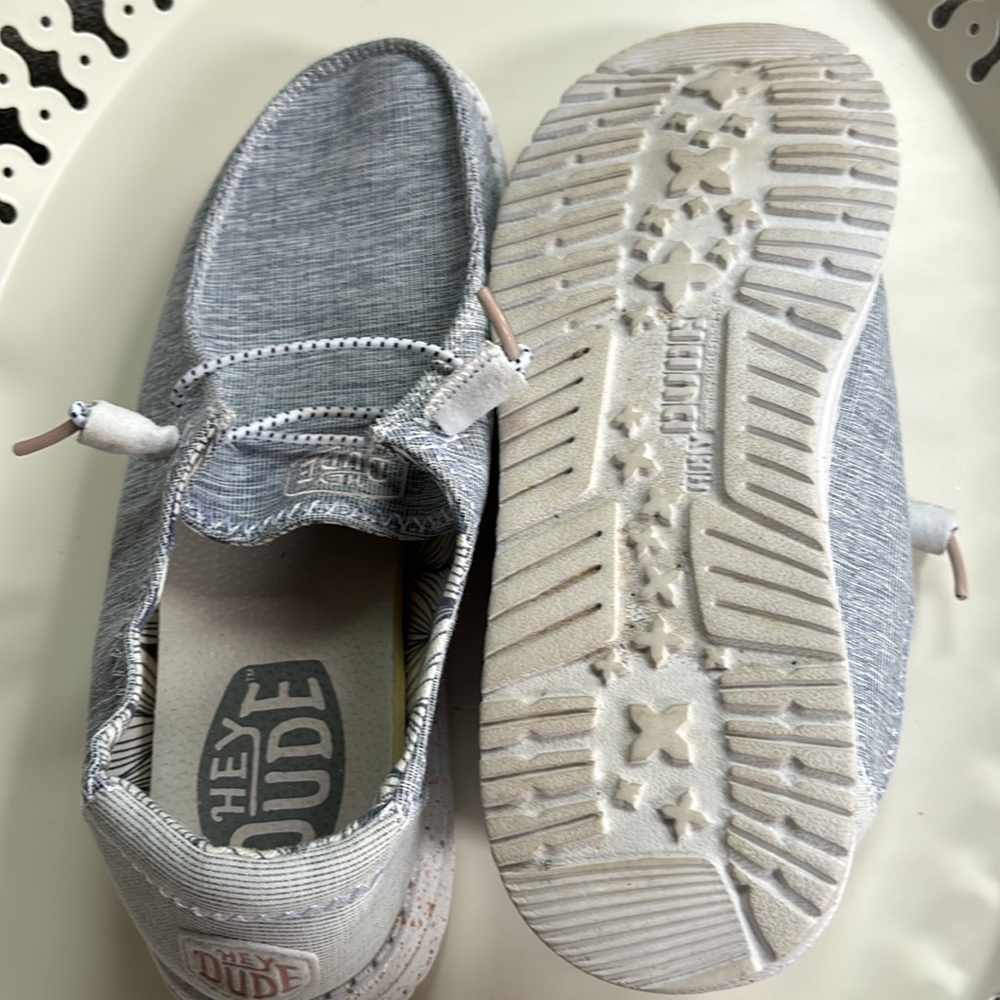 Women's Hey Dude Wendy Casual Slip On Navy blue/white gently worn a few times - Picture 3 of 3